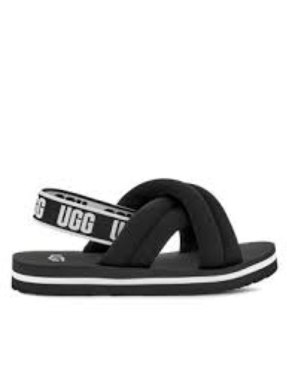 UGG Everlee K Black Nylon Strap Sandals